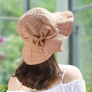 遮阳帽子女夏天韩版 潮老年太阳帽出游遮脸妈妈防晒渔夫帽棉麻 时尚