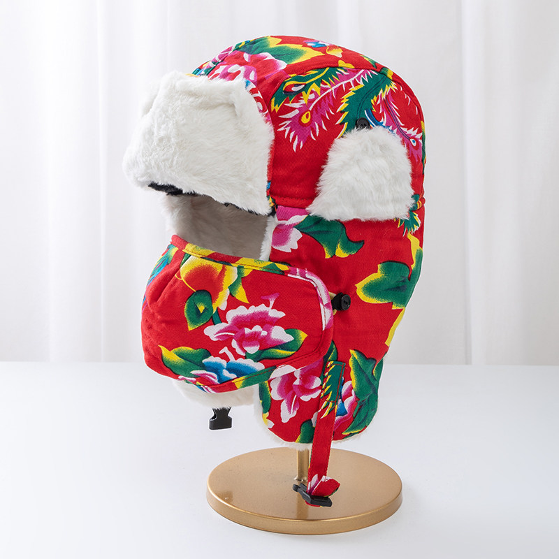 冬季复古雷锋帽女保暖可爱护耳棉帽子男潮青年民族风东北大老花布,服饰配件/皮带/帽子/围巾,帽子,淘宝优惠券,粉丝福利购,淘宝优惠卷