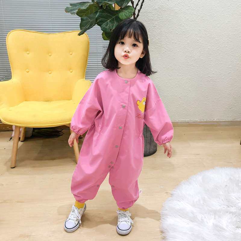 宝宝连体罩衣秋冬女童外穿洋气婴儿全身防水防脏冬季男童儿童画画