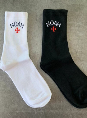 潮牌Noah十字架高腰袜子男潮高帮韩版嘻哈欧美街头纯棉中筒男女袜