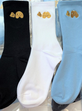 palm棕榈树天使断头小熊刺绣ins男女潮流学生日系运动百搭中筒袜