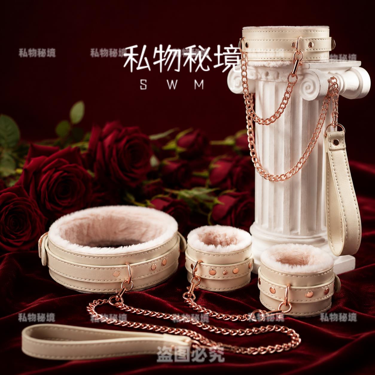 温柔风毛绒皮革项圈choke