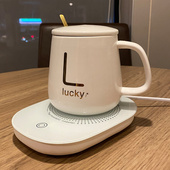 陶瓷杯子暖暖恒温马克杯带盖勺定制logo可爱女生热牛奶水杯咖啡杯