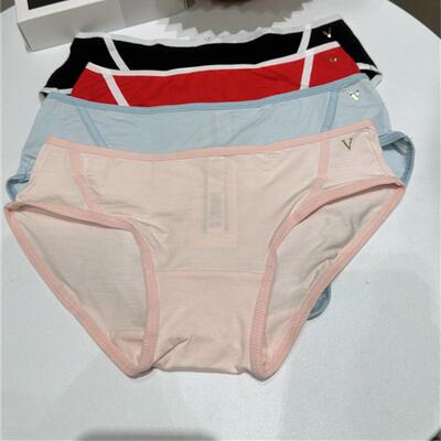 G网同步 VS密莫代尔天丝全包臀撞色包边复古透气女士内裤 四条装