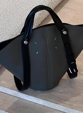 THREE新品网红同款时尚百搭菜篮子设计撞色牛皮设计手提手拎包包