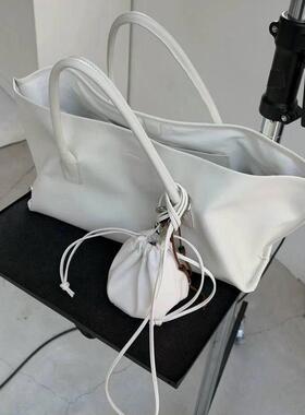 THREE新品网红同款时尚百搭纯色休闲极简托特设计双子包手提包包