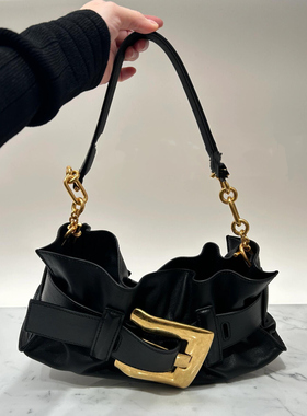 THREE新品网红同款时尚百搭暗黑牛皮小众设计皮带扣通勤包腋下包