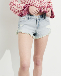 Hollister 夏季复古弹力低腰牛仔破洞短裤女 204490