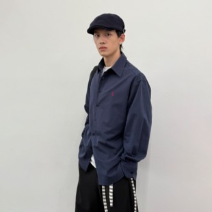 roaringwild a arch咆哮野兽深蓝色休闲上衣外套基础款长袖衬衫男