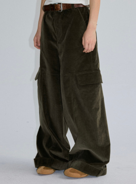 roaringwild a arch 咆哮野兽 军绿色可拆卸装饰带灯芯绒长裤