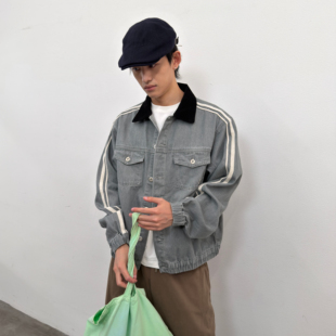 咆哮野兽 arch 灰色翻领底特律上衣牛仔夹克外套男 roaringwild