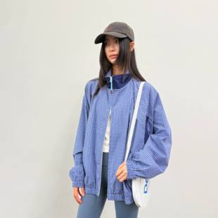 roaringwild arch咆哮野兽蓝色格纹夹克双拉链上衣轻薄格子外套