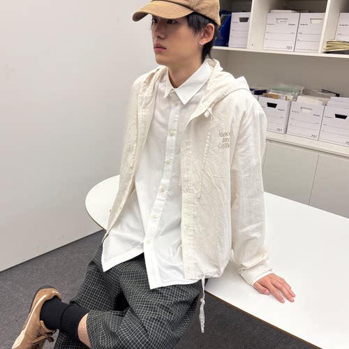 roaringwild亚麻连帽长袖衬衫