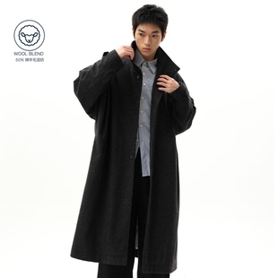 深灰色宽松廓形长款 roaringwild 咆哮野兽 arch 毛呢大衣外套男