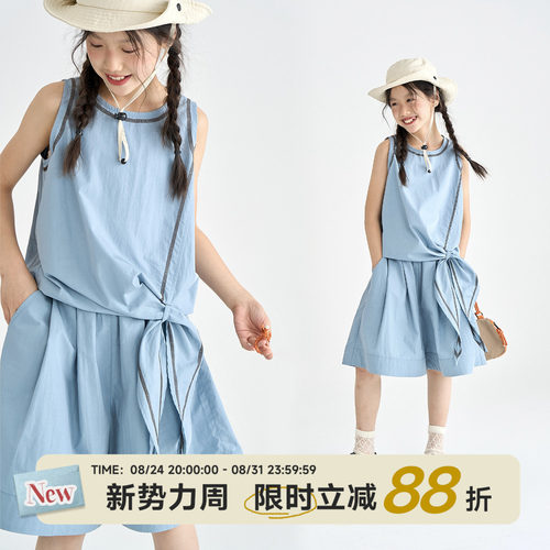 OLAMIMI女童夏季无袖撞色套装