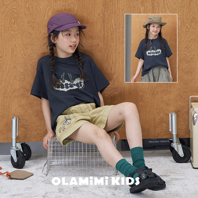 OLAMIMI亲子夏季涂鸦短袖T恤