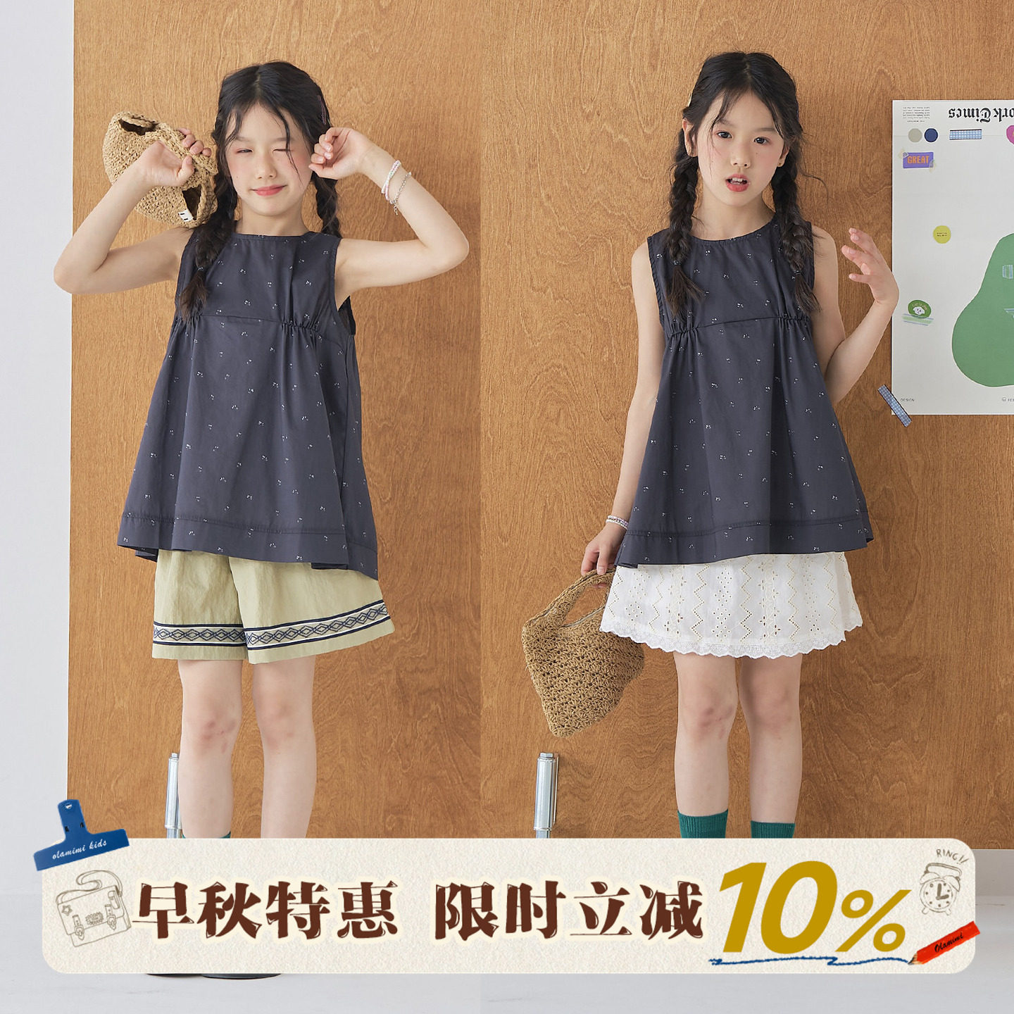 OLAMIMI儿童夏日系小花娃娃衫图片