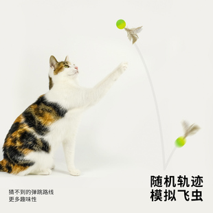 meowcard 弹弹球羽毛昆虫飞鸟球形玩具新品捕猎弹力成猫互动新品