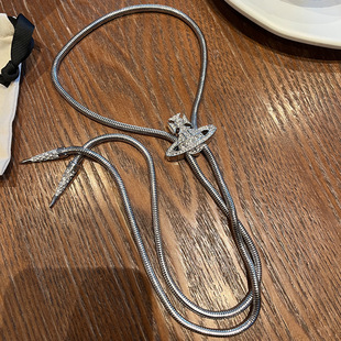 精工磁吸土星领带结项链长款古巴毛衣链一款两戴锁骨链