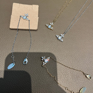 精工满钻花朵项链手链白钻镶嵌锁骨链闪耀手饰女小众设计感