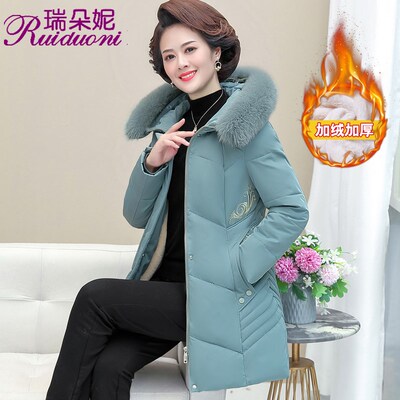 2021新款妈妈冬装棉衣加绒外套洋气棉袄中老年人女装加厚羽绒棉服