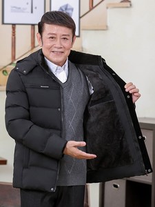 中年棉衣男士冬季加绒加厚爸爸冬装羽绒棉服中老年人棉袄父亲外套