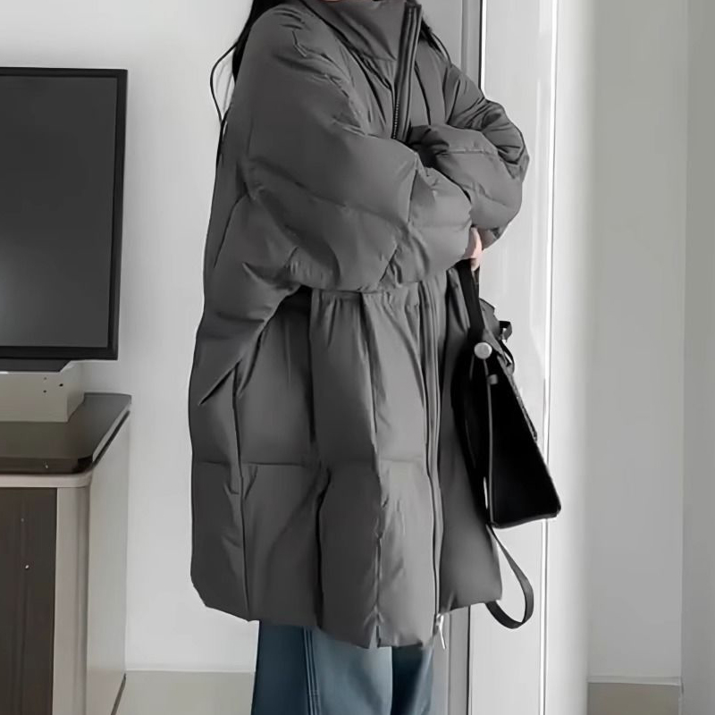 假日概念立领拉链中长款羽绒棉服