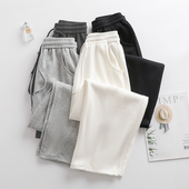 女春新款 休闲运动裤 宽松直筒香蕉裤 薄款 抽绳显瘦长裤 灰色阔腿卫裤