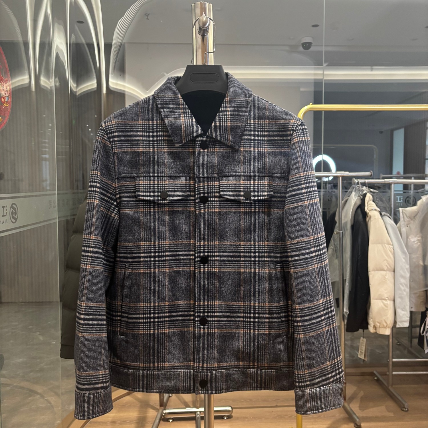 【H系】53绵羊毛！秋冬厚款时尚商务格子翻领毛呢夹克休闲外套男,男装,夹克,淘宝优惠券,粉丝福利购,淘宝优惠卷