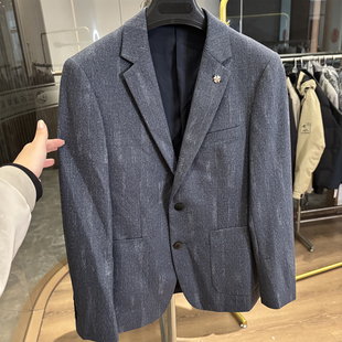 高级灰 绒感弹力 秋冬厚款 时尚 西服外套男 商务休闲修身 H家