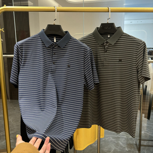 无痕压胶 薄款 凉感垂顺 夏季 男 透气条纹商务休闲高弹短袖 POLO衫