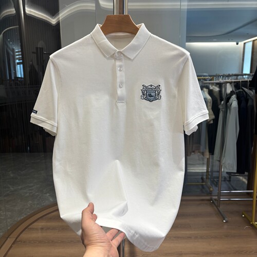 雅家珠地棉休闲翻领短袖POLO衫