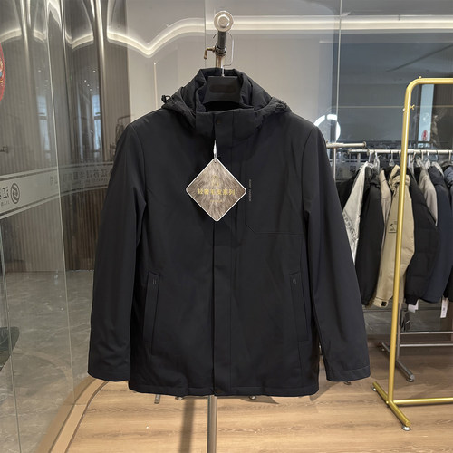 H家可拆兔毛内胆连帽派克服外套