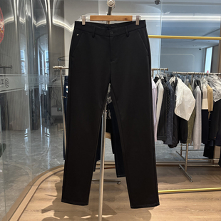 【H家】高弹抗皱！秋季新款磨毛内里男士商务通勤直筒黑色休闲裤