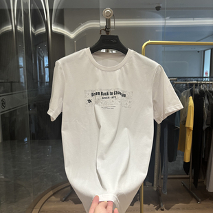 【雅家】冰氧棉!简约字母印花!夏季新款男士休闲圆领短袖T恤衫