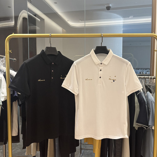 雅家重工刺绣时尚翻领短袖POLO衫