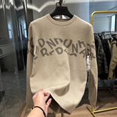 H家 针织衫 厚实柔软 男士 字母圆领休闲长袖 秋冬新款 时尚 毛衣