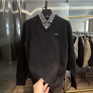 H家 商务绅士假两件针织衫 软糯厚实 时尚 男打底毛衣 秋冬新款