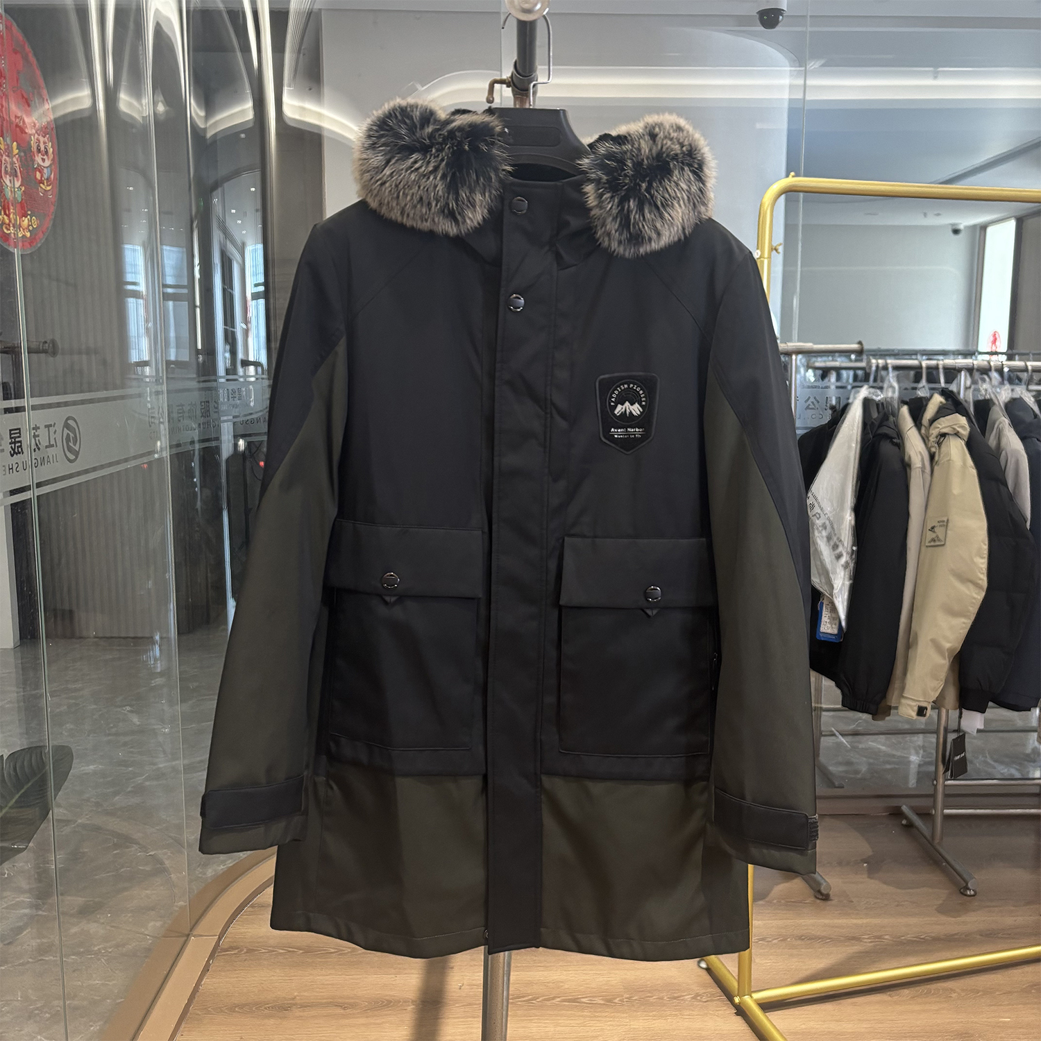 H家狐狸毛领+可脱卸兔毛内胆外套