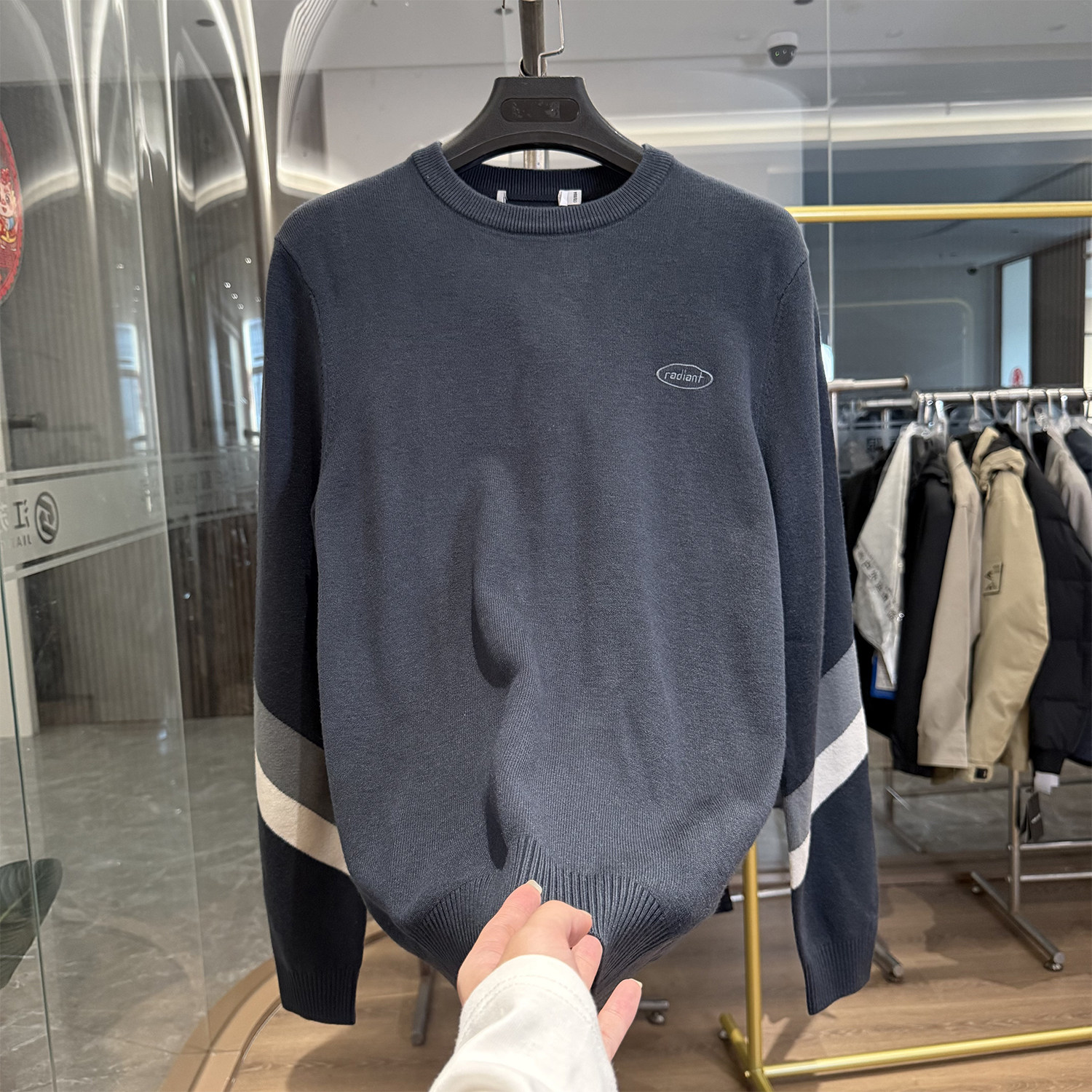 【H家】时尚撞色！柔软舒适！秋冬新款简约休闲圆领针织衫毛衣男,男装,针织衫/毛衣,淘宝优惠券,粉丝福利购,淘宝优惠卷