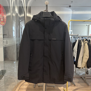 厚款 冬季 可脱卸兔毛内胆 防风保暖商务连帽皮草派克服男 H家