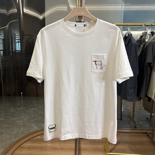 H家简约休闲口袋款纯棉短袖T恤