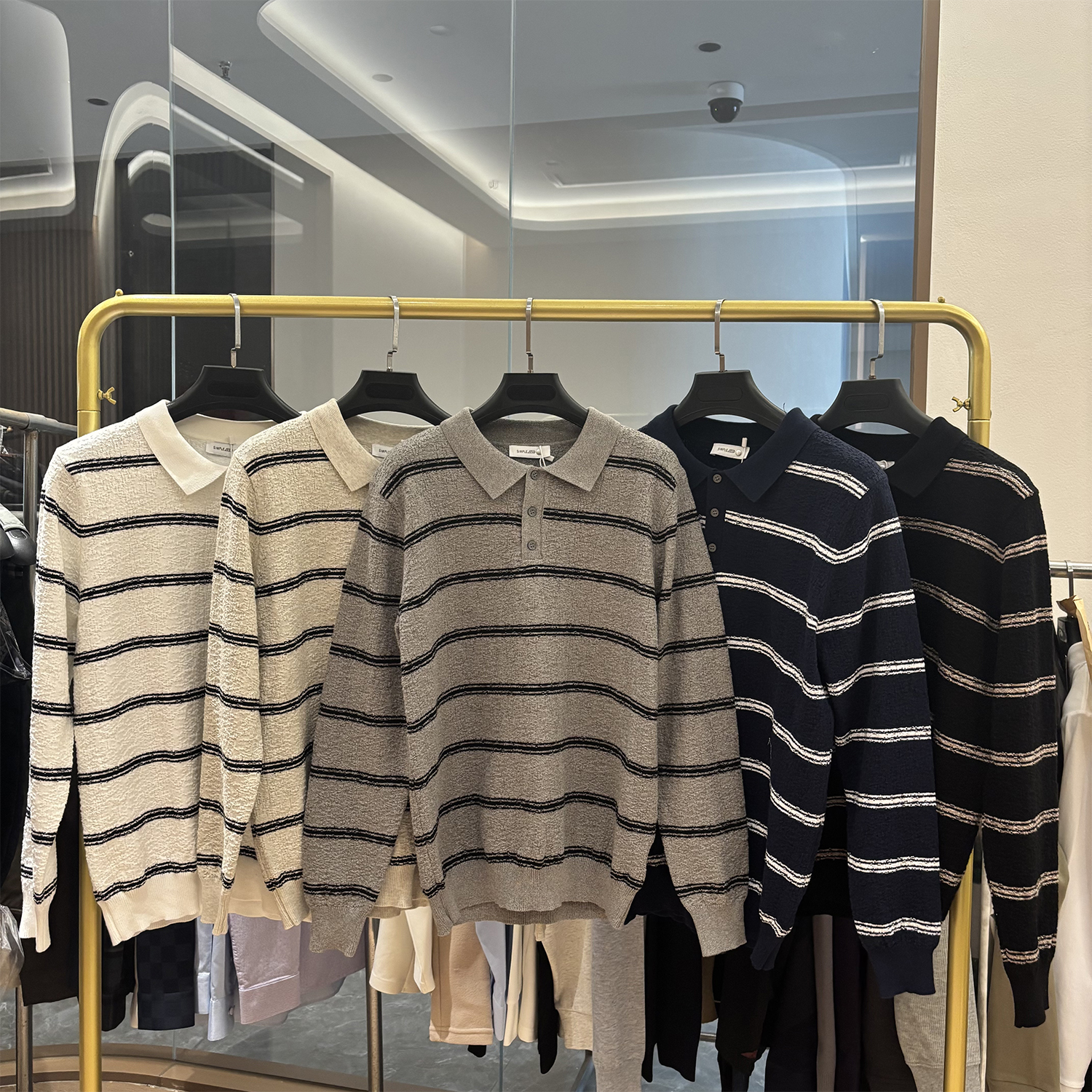 儒雅贵气尚复古翻领条纹针织衫