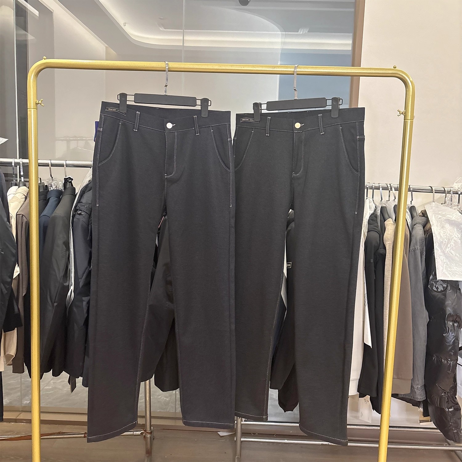 高端绵羊毛商务直筒弹力牛仔裤