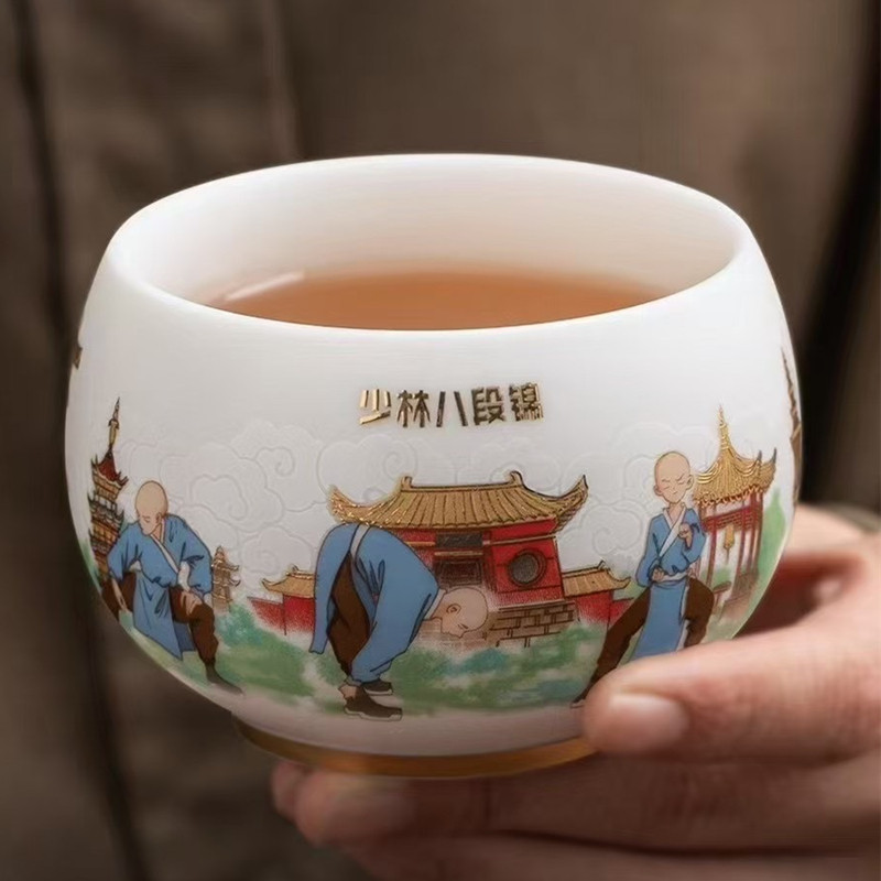 唐舍少林八段锦羊脂玉瓷主人杯个人专用茶杯高档功夫茶具品茗杯