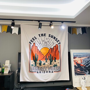 日落沙漠Feel the sunset desert vibes 装饰拍照清新背景挂布