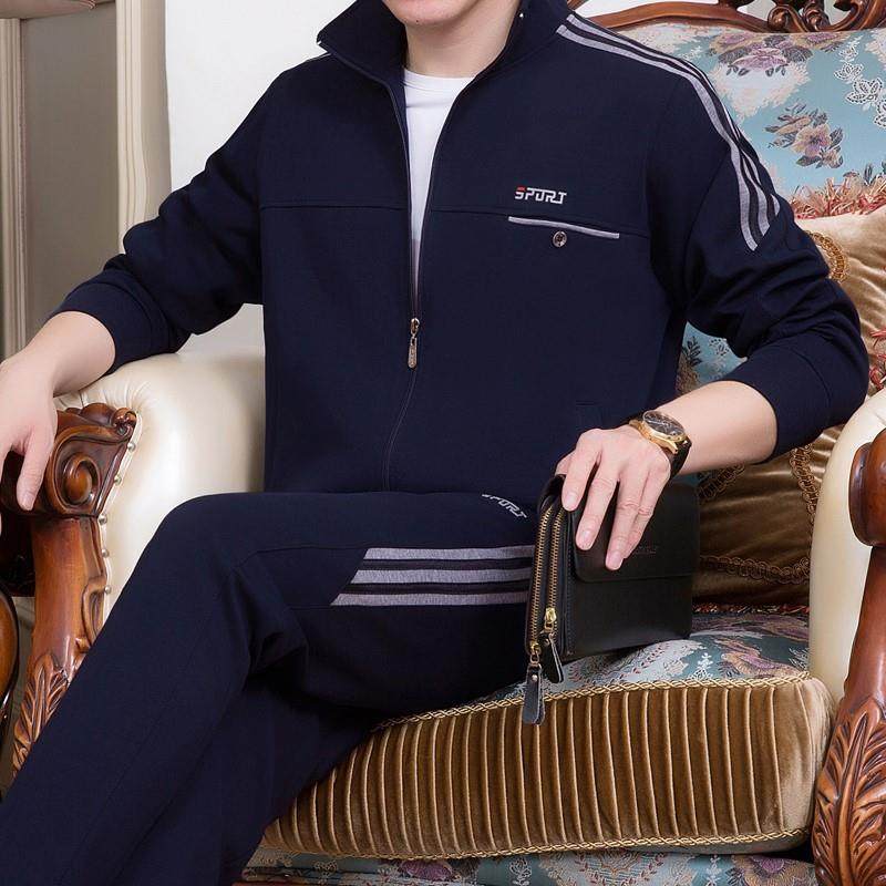 官方迈耐克斯春秋中老年男士爸爸装开衫棉大码卫衣外套跑步运动服