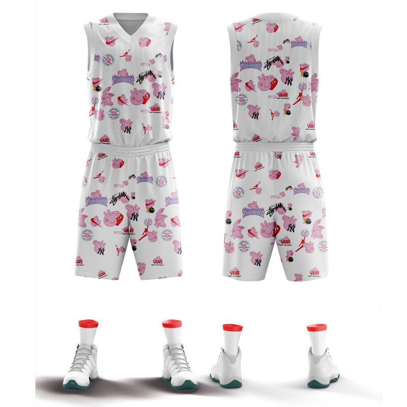 篮球服套装男自定义训练背心篮球衣水印烫印DIY全身定制小猪佩奇