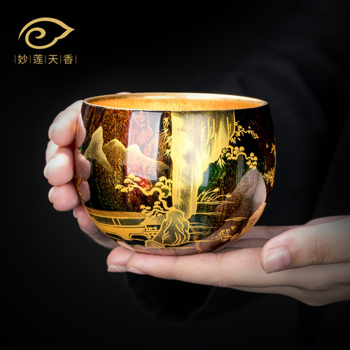 大师作品《长亭古栈》大漆主人杯