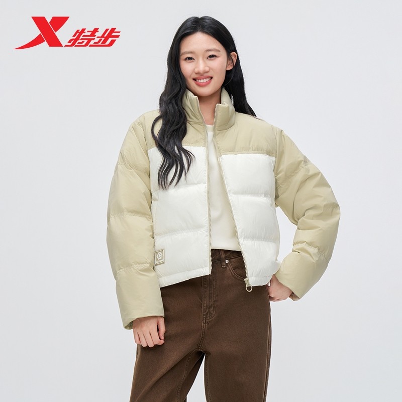 特步羽绒服女士2025年冬季新款运动风衣外套保暖棉服975428190191